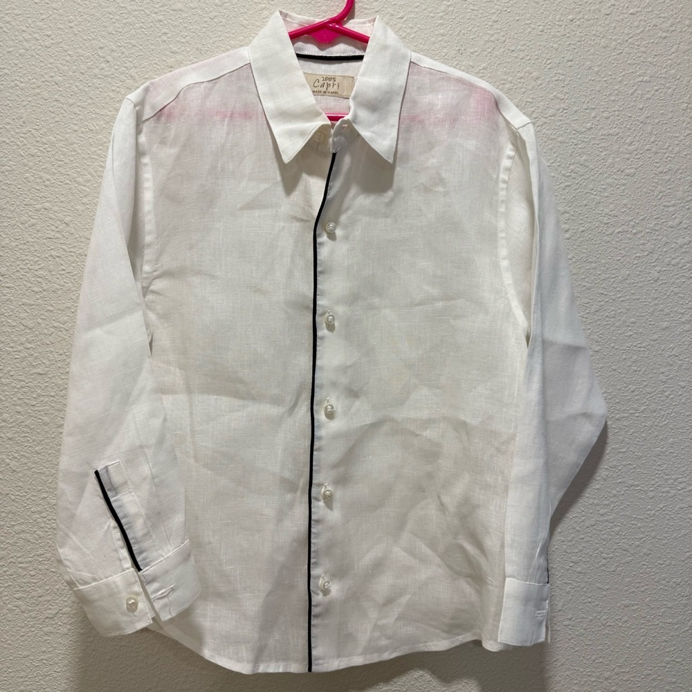 Boys 100% Capri Made in Capri Italy Linen Button Down Shirt